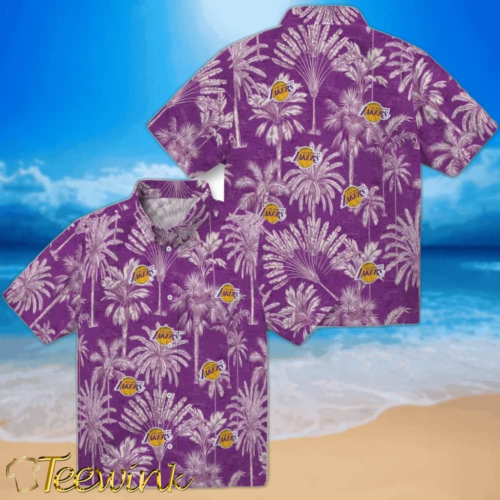 Vintage Palm Tree Los Angeles Lakers Hawaiian Shirt image 3 Vintage Palm Tree Los Angeles Lakers Hawaiian Shirt image 3