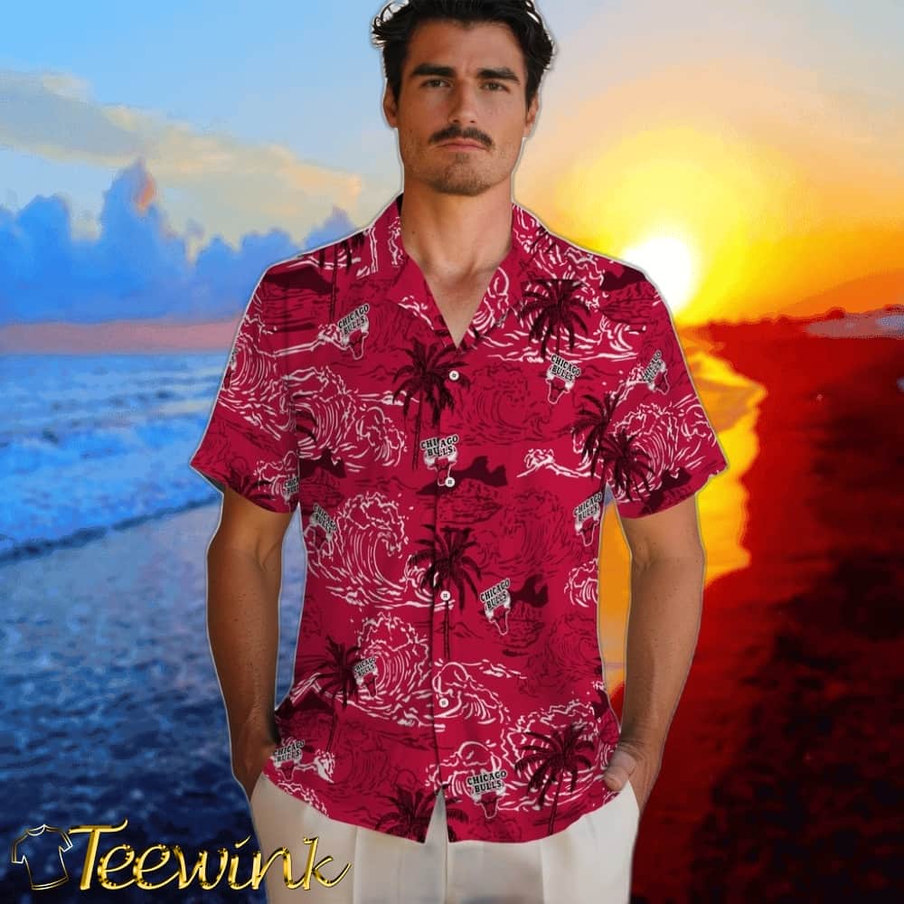 Wave Palm Chicago Bulls Hawaiian Shirt image 2 Wave Palm Chicago Bulls Hawaiian Shirt image 2
