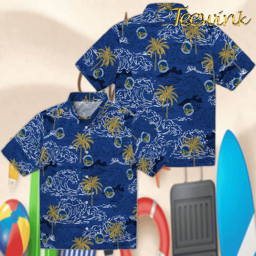 Wave Palm Golden State Warriors Hawaiian Shirt image 3 Wave Palm Golden State Warriors Hawaiian Shirt image 3