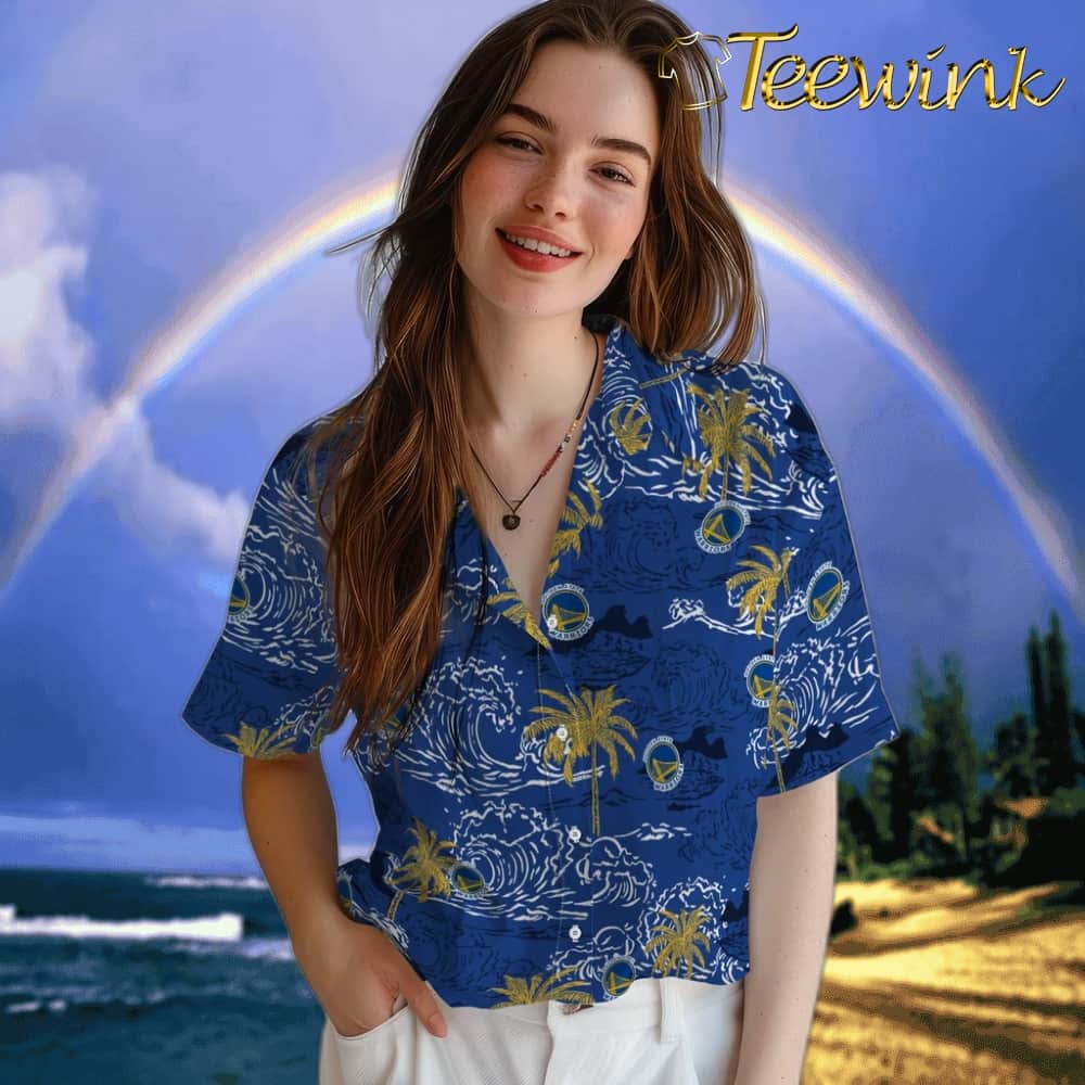 Wave Palm Golden State Warriors Hawaiian Shirt image 4 Wave Palm Golden State Warriors Hawaiian Shirt image 4