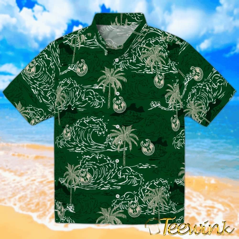 Vintage Palm Tree Milwaukee Bucks Hawaiian Shirt