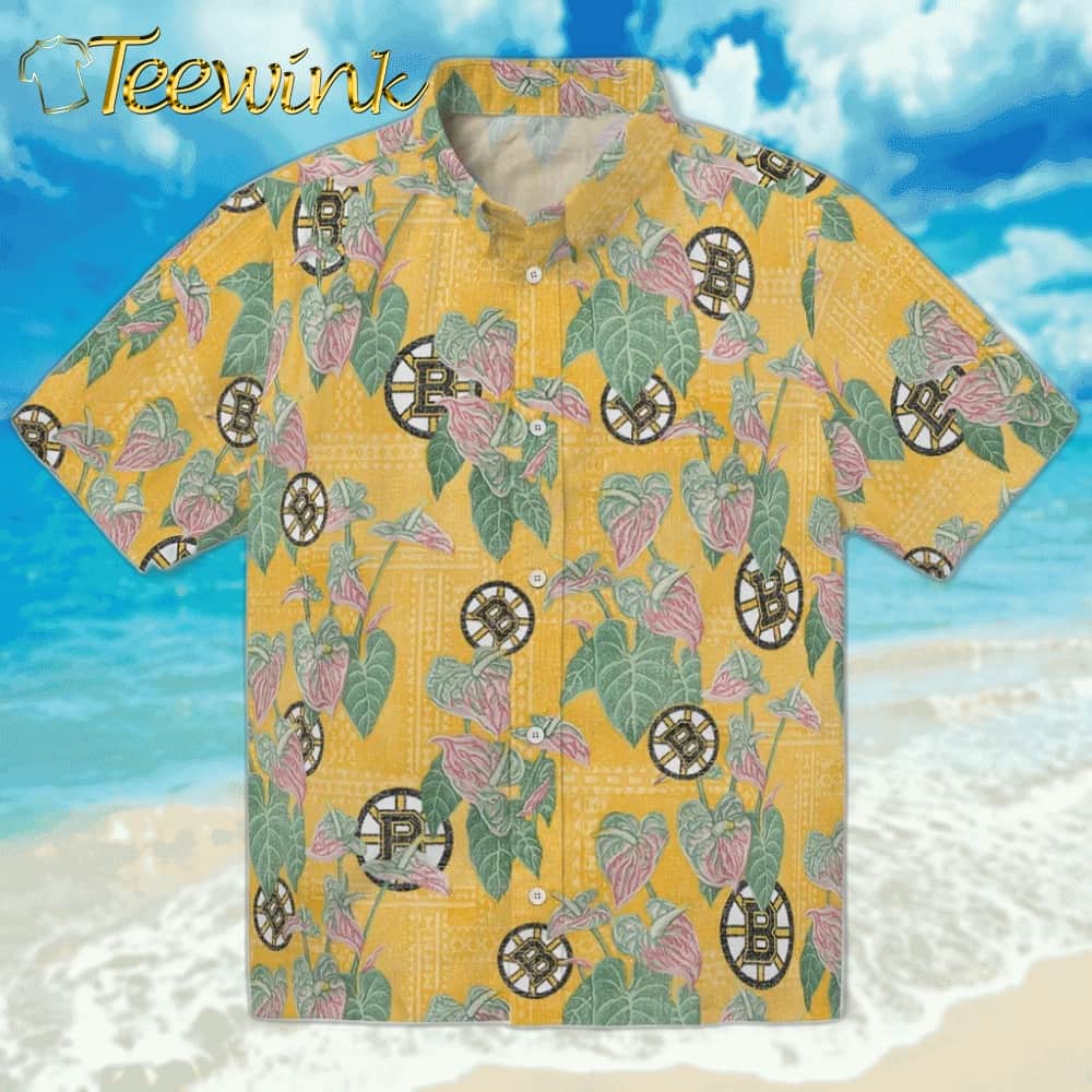 Boston Bruins Hawaiian Shirt – Anthurium Overlay