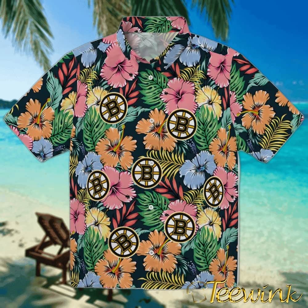 Boston Bruins Hawaiian Shirt – Brilliant Hibiscus Garden