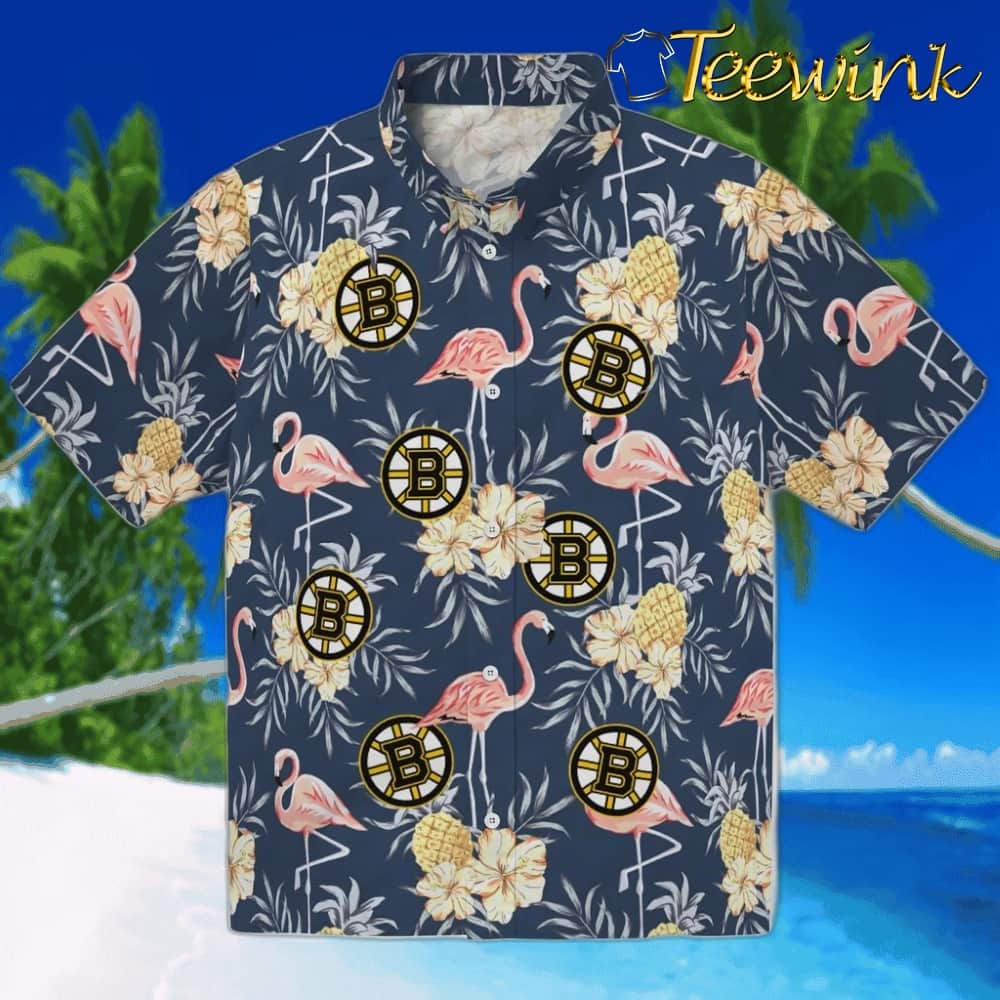 Boston Bruins Hawaiian Shirt – Flamingo Hibiscus