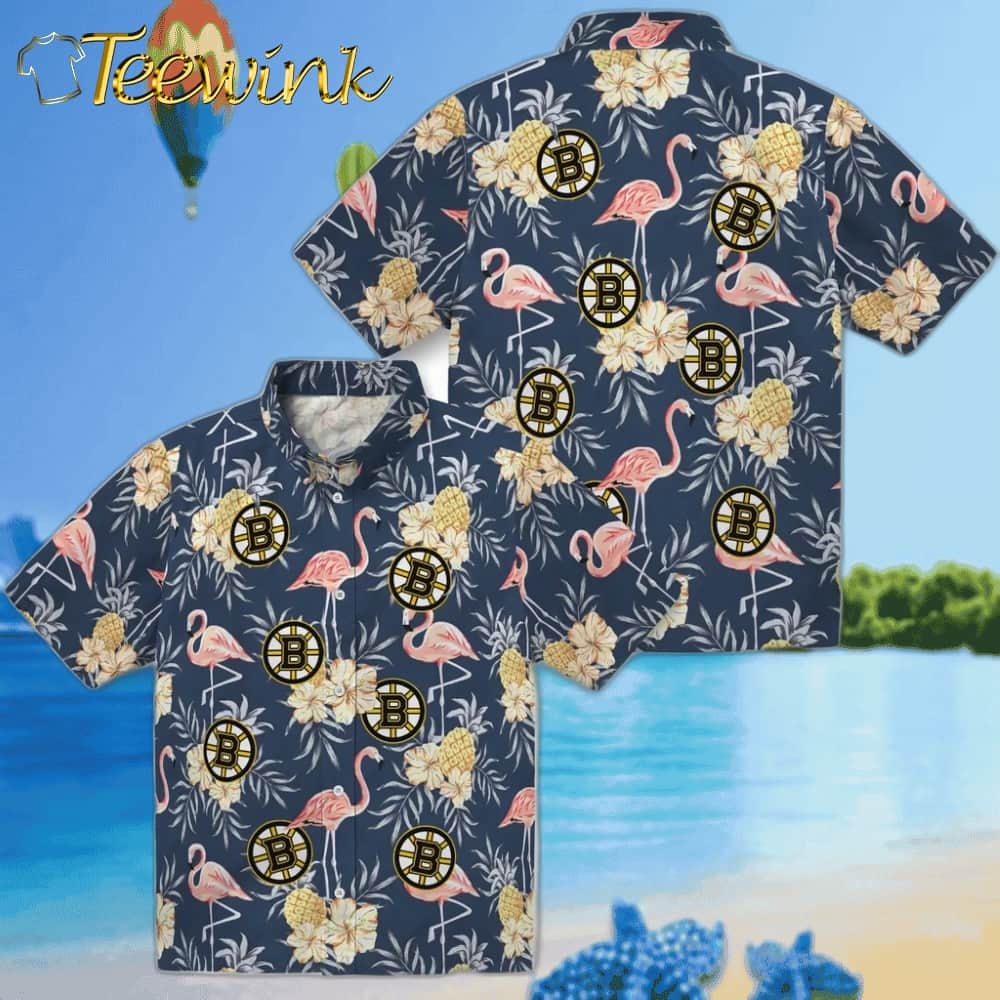 Boston Bruins Hawaiian Shirt – Flamingo Hibiscus image 3 Boston Bruins Hawaiian Shirt – Flamingo Hibiscus image 3