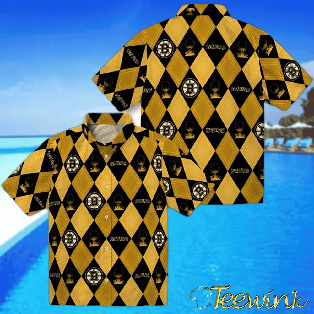 Boston Bruins Hawaiian Shirt – Golfing Plaid image 3 Boston Bruins Hawaiian Shirt – Golfing Plaid image 3