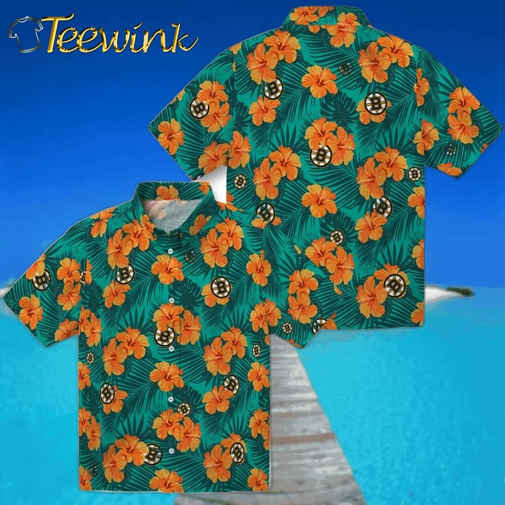 Boston Bruins Hawaiian Shirt – Hibiscus and Palm Leaves image 3 Boston Bruins Hawaiian Shirt – Hibiscus and Palm Leaves image 3