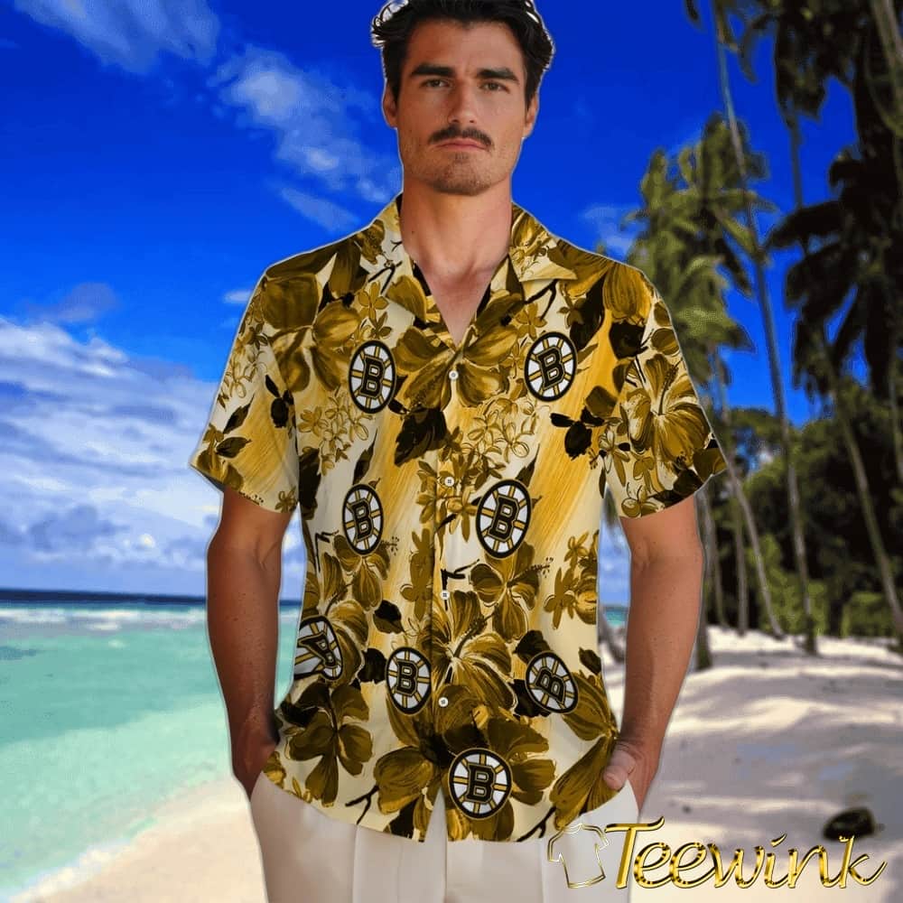 Boston Bruins Hawaiian Shirt – Hibiscus Arrangement image 2 Boston Bruins Hawaiian Shirt – Hibiscus Arrangement image 2