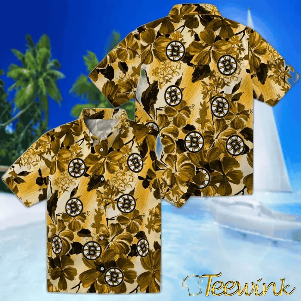 Boston Bruins Hawaiian Shirt – Hibiscus Arrangement image 3 Boston Bruins Hawaiian Shirt – Hibiscus Arrangement image 3