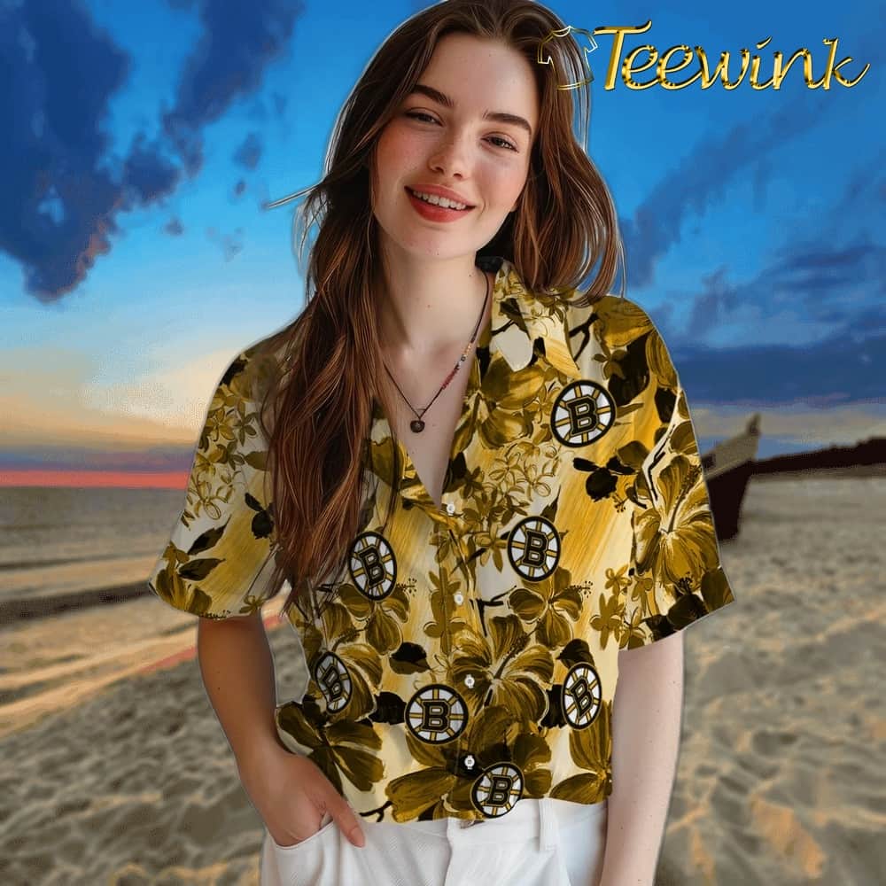 Boston Bruins Hawaiian Shirt – Hibiscus Arrangement image 4 Boston Bruins Hawaiian Shirt – Hibiscus Arrangement image 4
