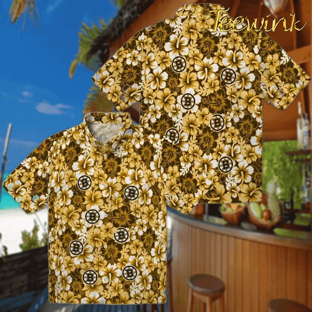 Boston Bruins Hawaiian Shirt – Hibiscus Blooms image 3 Boston Bruins Hawaiian Shirt – Hibiscus Blooms image 3