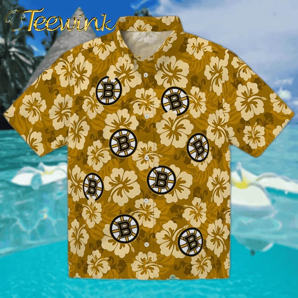 Boston Bruins Hawaiian Shirt – Hibiscus Cluster