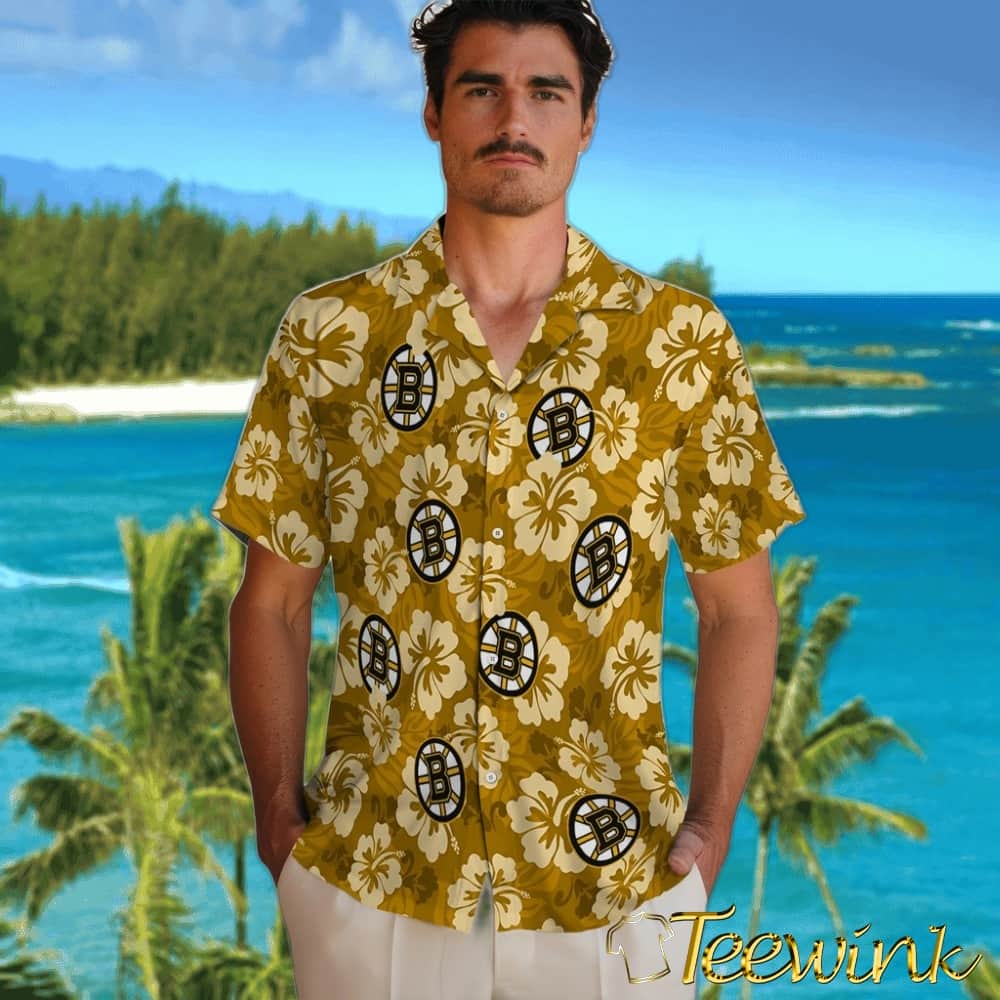 Boston Bruins Hawaiian Shirt – Hibiscus Cluster image 2 Boston Bruins Hawaiian Shirt – Hibiscus Cluster image 2