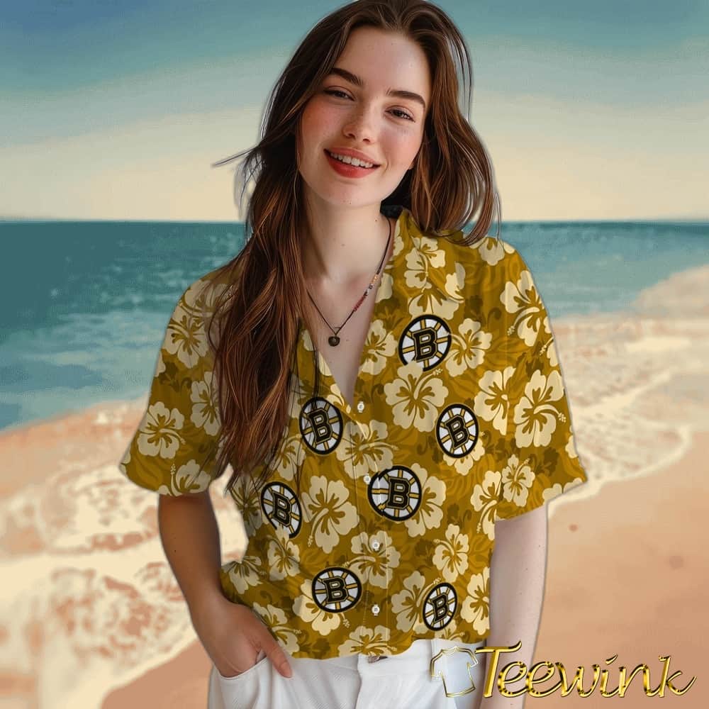 Boston Bruins Hawaiian Shirt – Hibiscus Cluster image 4 Boston Bruins Hawaiian Shirt – Hibiscus Cluster image 4