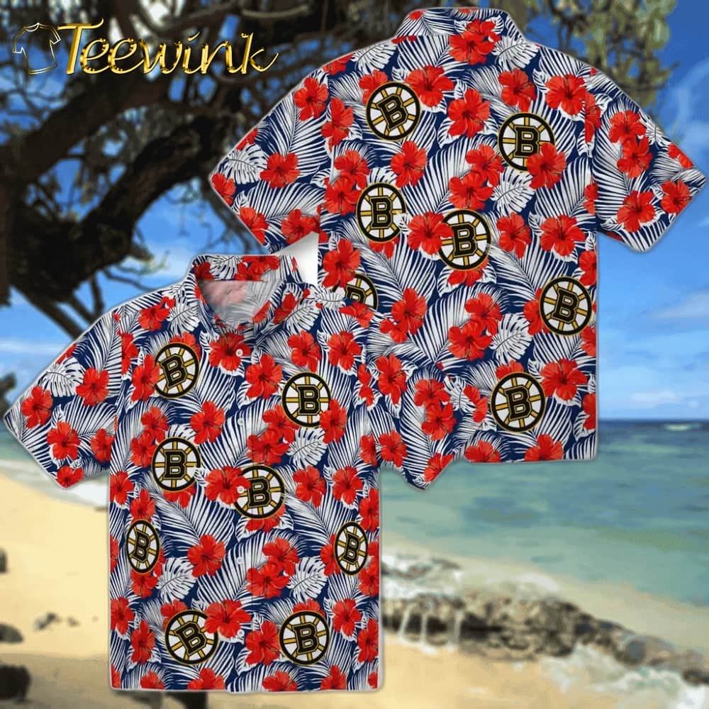 Boston Bruins Hawaiian Shirt – Hibiscus Fiesta image 3 Boston Bruins Hawaiian Shirt – Hibiscus Fiesta image 3
