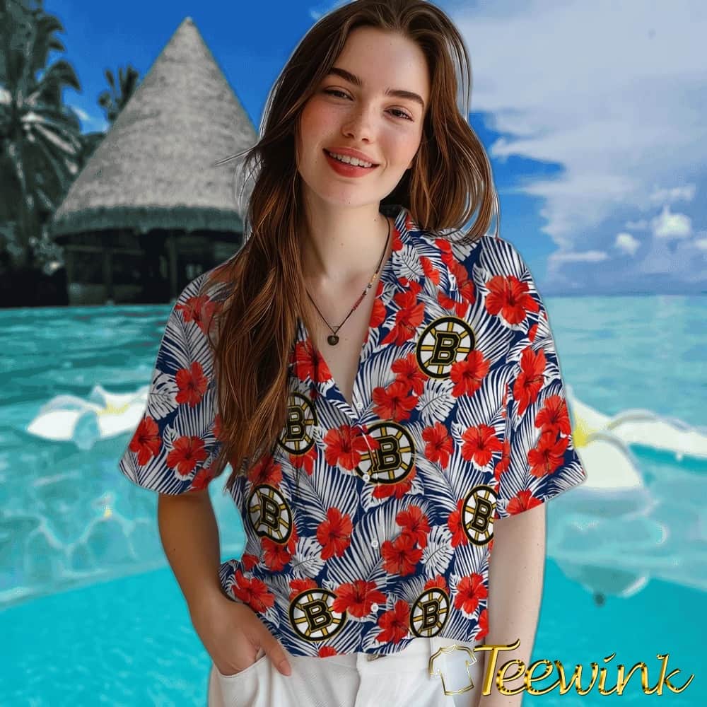 Boston Bruins Hawaiian Shirt – Hibiscus Fiesta image 4 Boston Bruins Hawaiian Shirt – Hibiscus Fiesta image 4