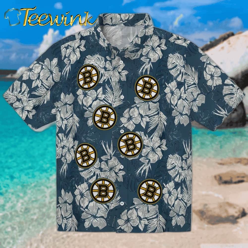 Boston Bruins Hawaiian Shirt – Hibiscus Flowers
