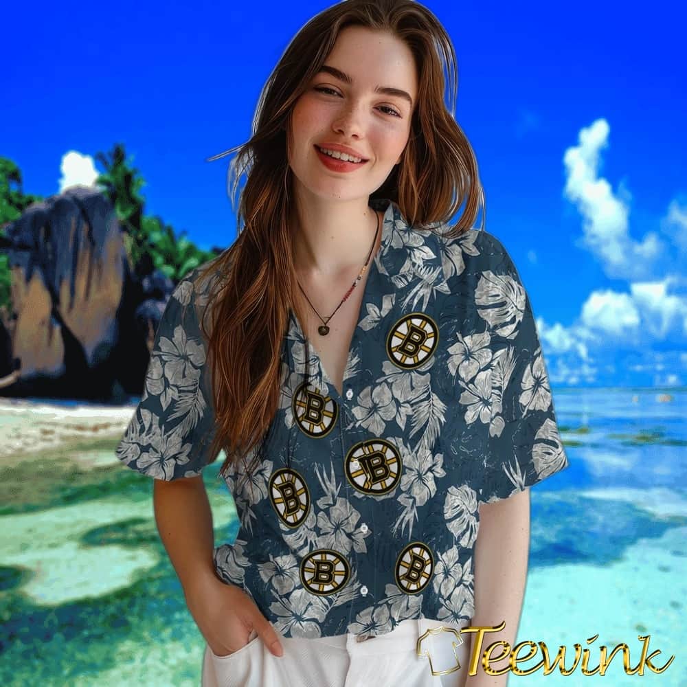 Boston Bruins Hawaiian Shirt – Hibiscus Flowers image 4 Boston Bruins Hawaiian Shirt – Hibiscus Flowers image 4