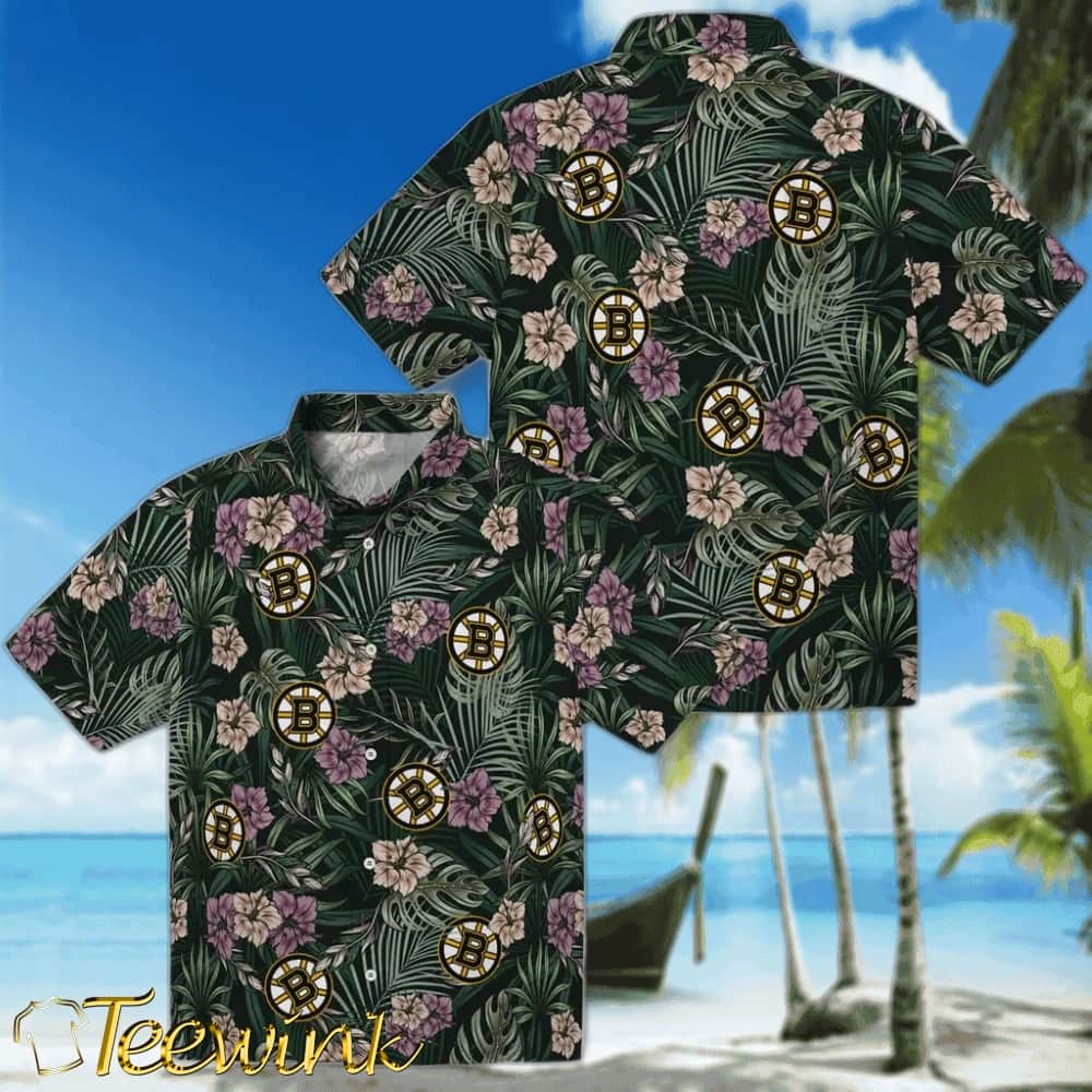Boston Bruins Hawaiian Shirt – Hibiscus Leaves Pattern image 3 Boston Bruins Hawaiian Shirt – Hibiscus Leaves Pattern image 3