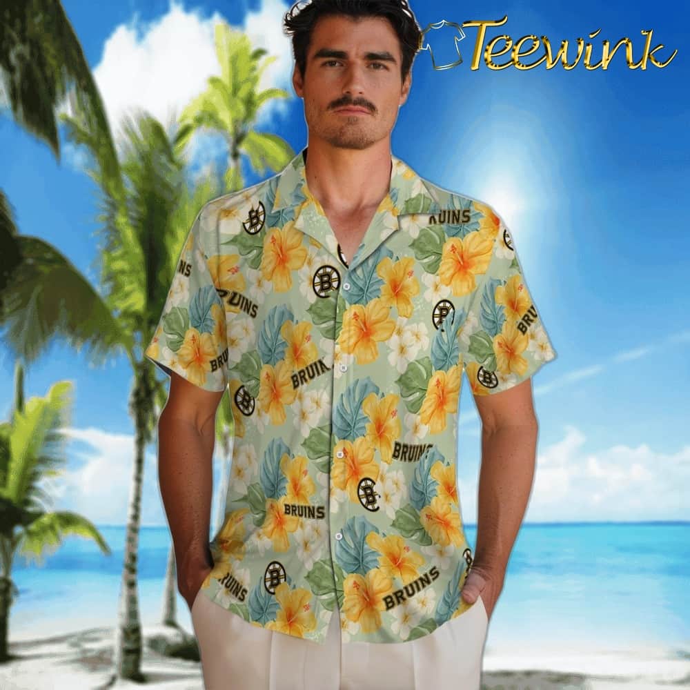 Boston Bruins Hawaiian Shirt – Hibiscus Mood image 2 Boston Bruins Hawaiian Shirt – Hibiscus Mood image 2