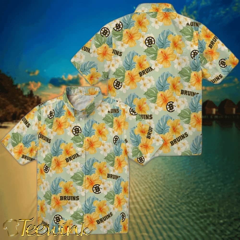 Boston Bruins Hawaiian Shirt – Hibiscus Mood image 3 Boston Bruins Hawaiian Shirt – Hibiscus Mood image 3