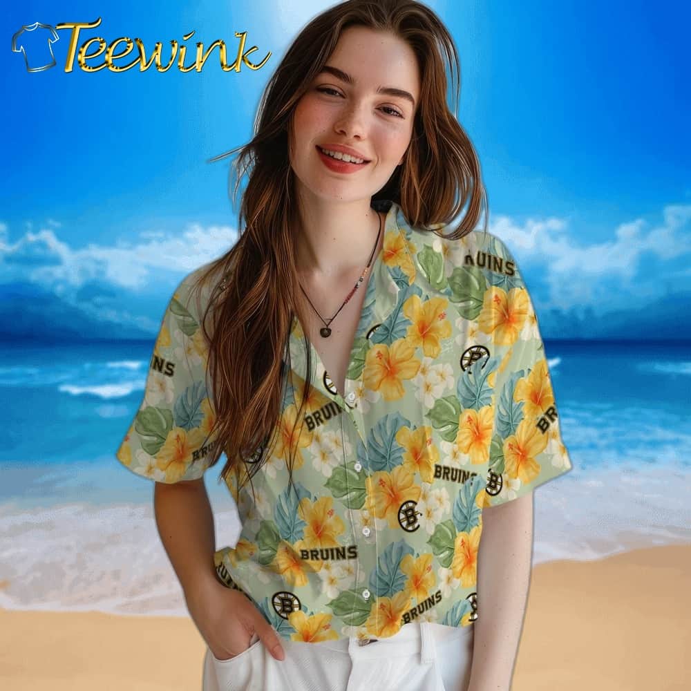 Boston Bruins Hawaiian Shirt – Hibiscus Mood image 4 Boston Bruins Hawaiian Shirt – Hibiscus Mood image 4