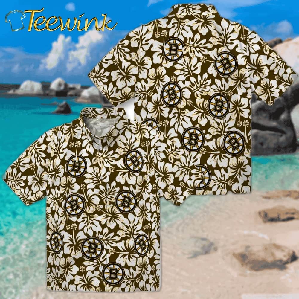Boston Bruins Hawaiian Shirt – Hibiscus Motif image 3 Boston Bruins Hawaiian Shirt – Hibiscus Motif image 3