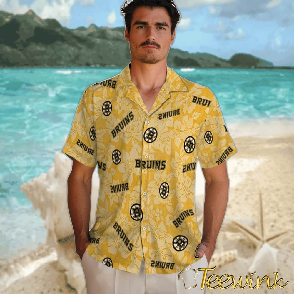 Boston Bruins Hawaiian Shirt – Hibiscus Oasis image 2 Boston Bruins Hawaiian Shirt – Hibiscus Oasis image 2