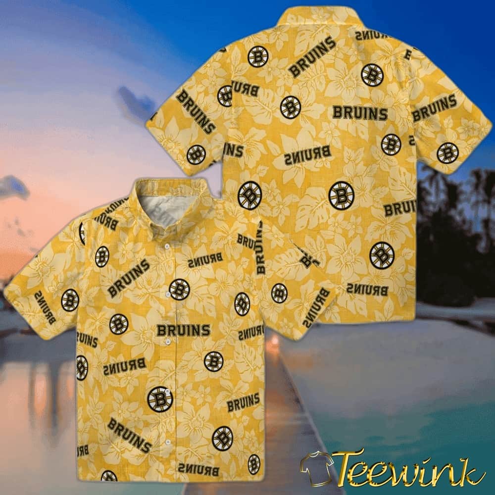 Boston Bruins Hawaiian Shirt – Hibiscus Oasis image 3 Boston Bruins Hawaiian Shirt – Hibiscus Oasis image 3