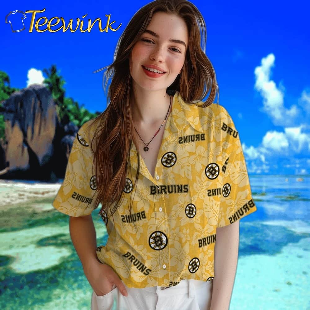 Boston Bruins Hawaiian Shirt – Hibiscus Oasis image 4 Boston Bruins Hawaiian Shirt – Hibiscus Oasis image 4