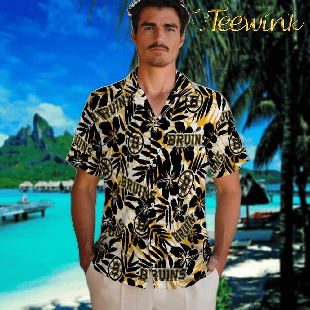 Boston Bruins Hawaiian Shirt – Hibiscus Overlay image 2 Boston Bruins Hawaiian Shirt – Hibiscus Overlay image 2