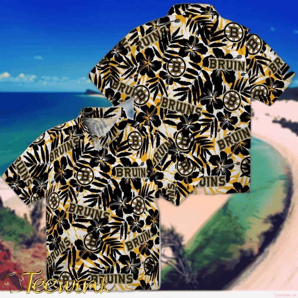 Boston Bruins Hawaiian Shirt – Hibiscus Overlay image 3 Boston Bruins Hawaiian Shirt – Hibiscus Overlay image 3