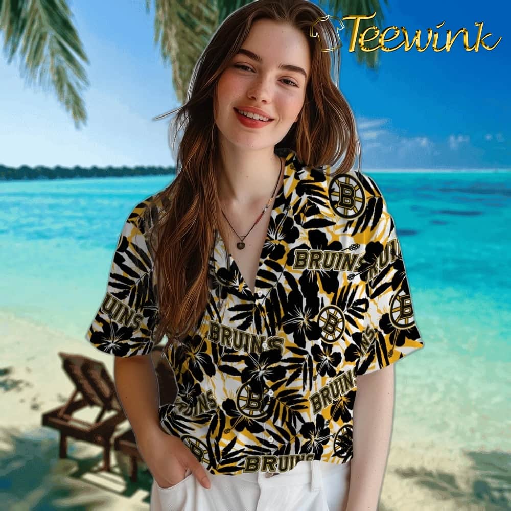 Boston Bruins Hawaiian Shirt – Hibiscus Overlay image 4 Boston Bruins Hawaiian Shirt – Hibiscus Overlay image 4
