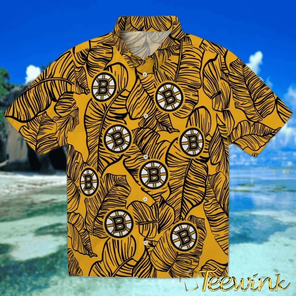 Boston Bruins Hawaiian Shirt – Leaf Outline