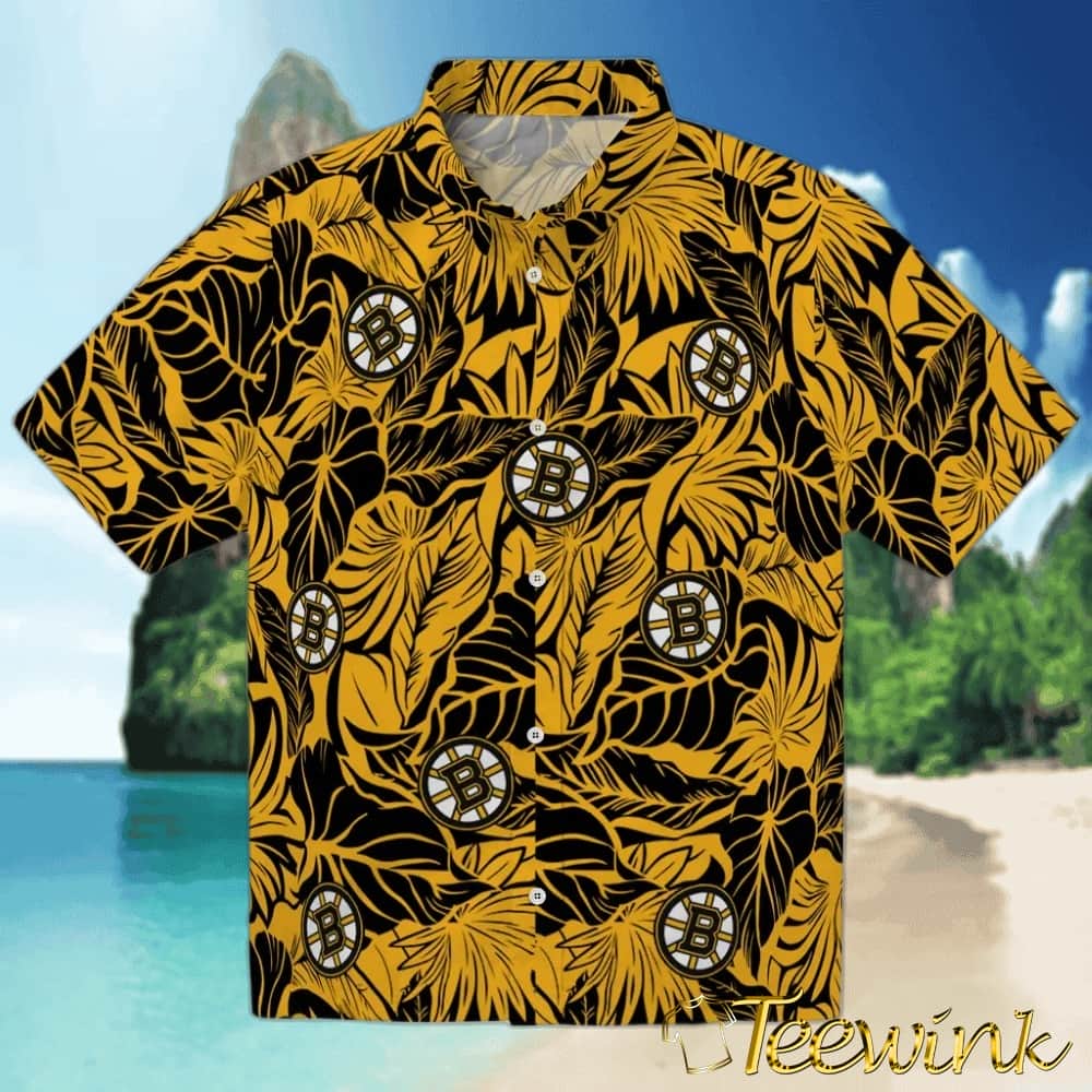 Boston Bruins Hawaiian Shirt – Monstera Layer
