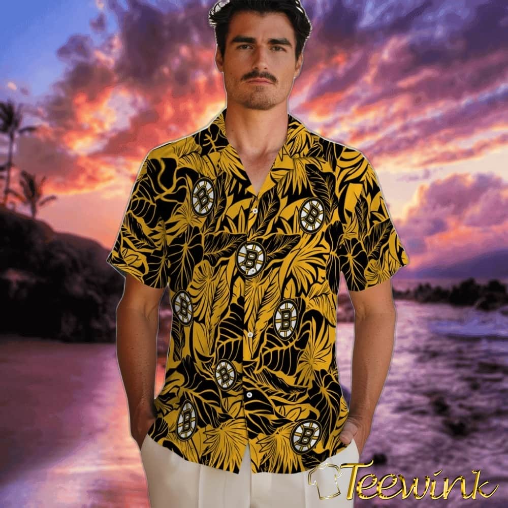 Boston Bruins Hawaiian Shirt – Monstera Layer image 2 Boston Bruins Hawaiian Shirt – Monstera Layer image 2