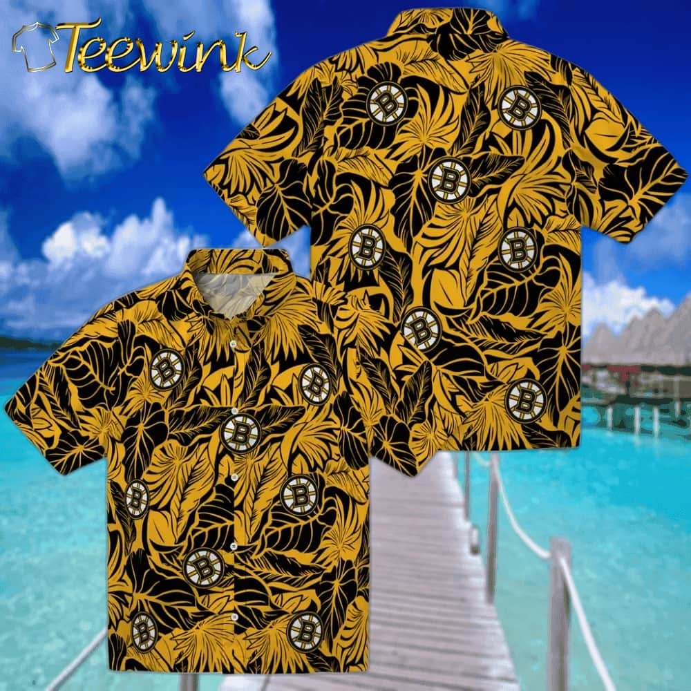 Boston Bruins Hawaiian Shirt – Monstera Layer image 3 Boston Bruins Hawaiian Shirt – Monstera Layer image 3