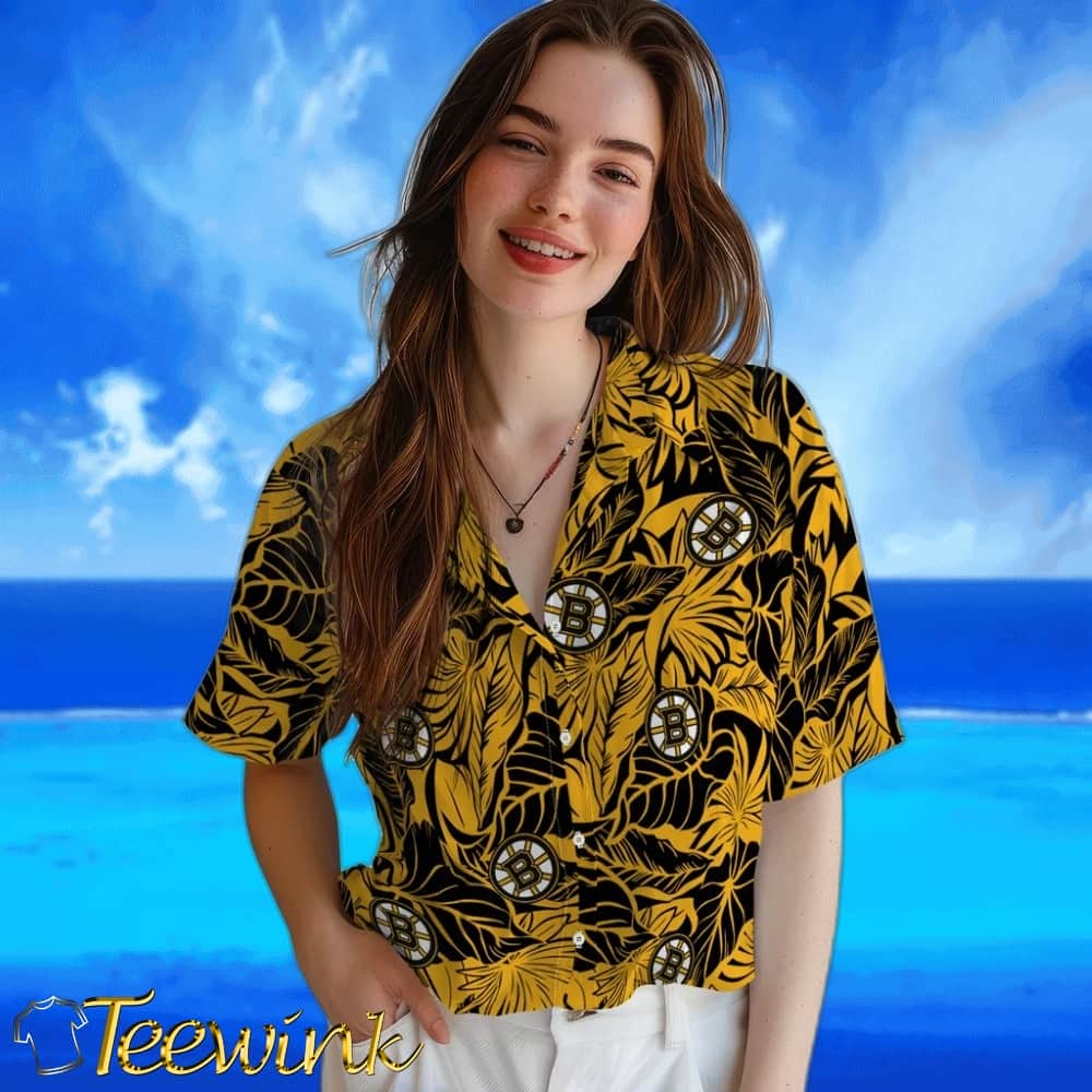 Boston Bruins Hawaiian Shirt – Monstera Layer image 4 Boston Bruins Hawaiian Shirt – Monstera Layer image 4