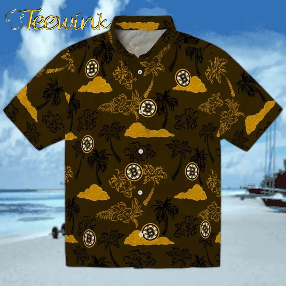 Boston Bruins Hawaiian Shirt – Palm And Clouds