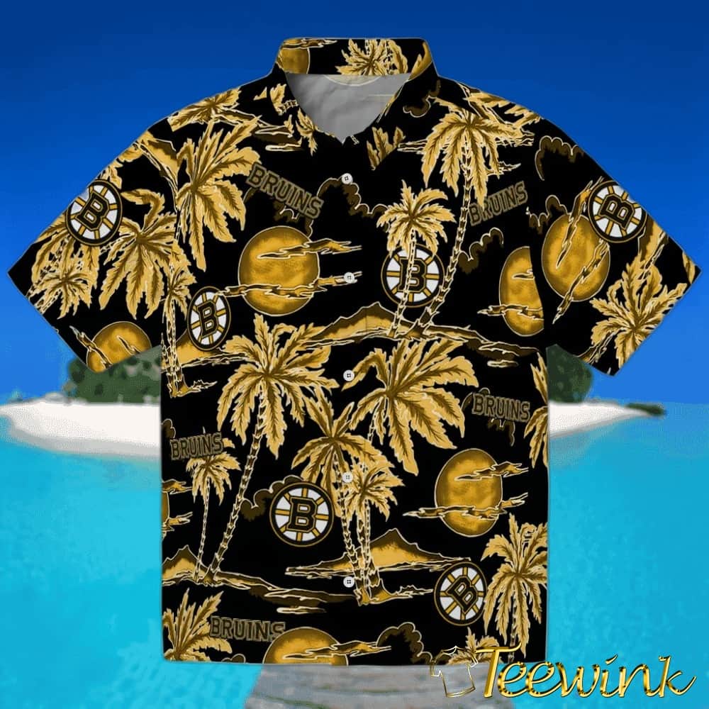 Boston Bruins Hawaiian Shirt – Palm Sunset