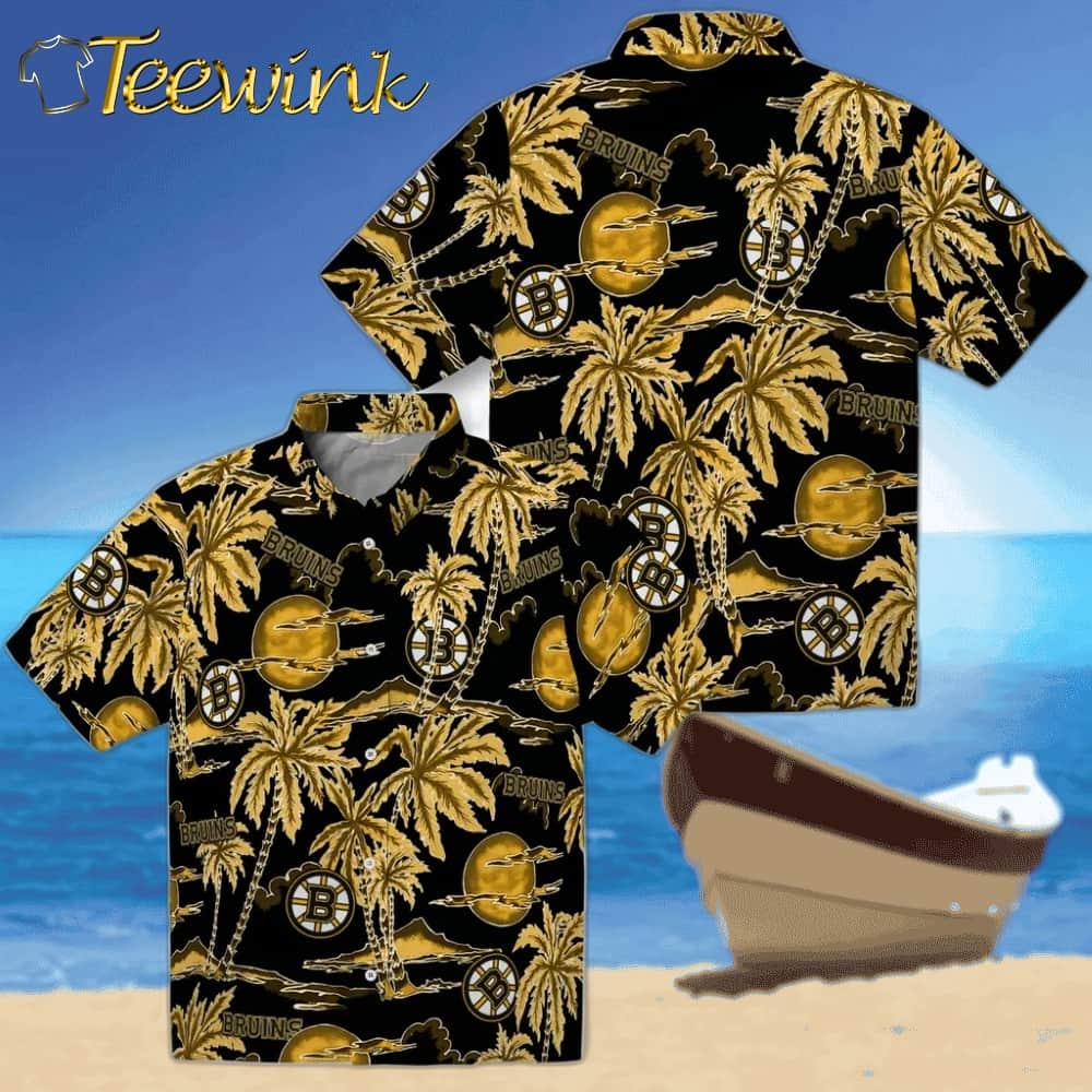 Boston Bruins Hawaiian Shirt – Palm Sunset image 3 Boston Bruins Hawaiian Shirt – Palm Sunset image 3