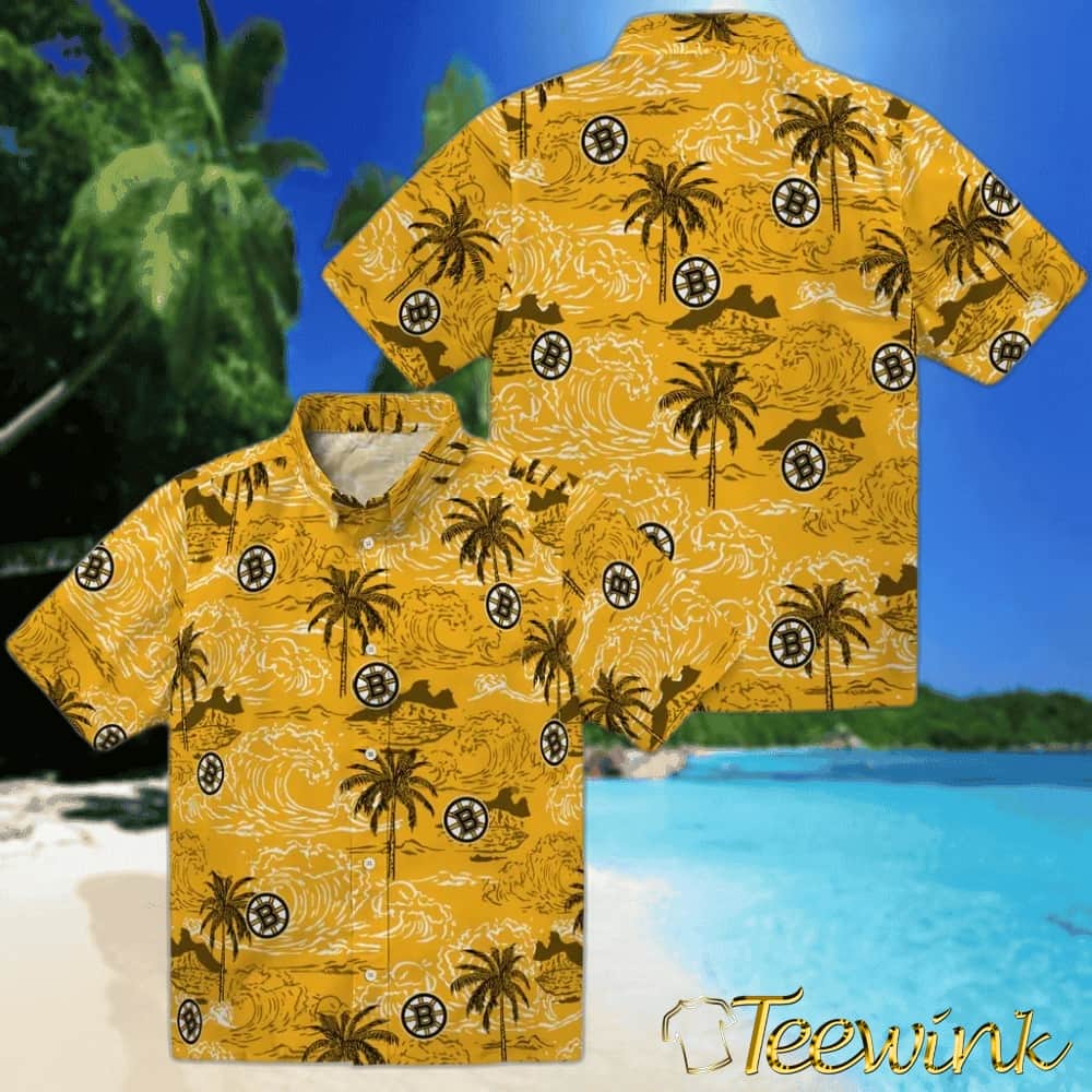 Boston Bruins Hawaiian Shirt – Wave Palm image 3 Boston Bruins Hawaiian Shirt – Wave Palm image 3