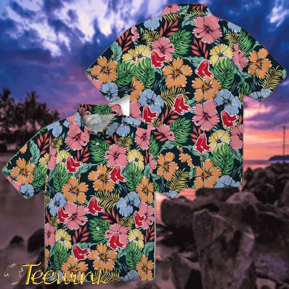 Boston Red Sox Hawaiian Shirt – Brilliant Hibiscus Garden image 3 Boston Red Sox Hawaiian Shirt – Brilliant Hibiscus Garden image 3