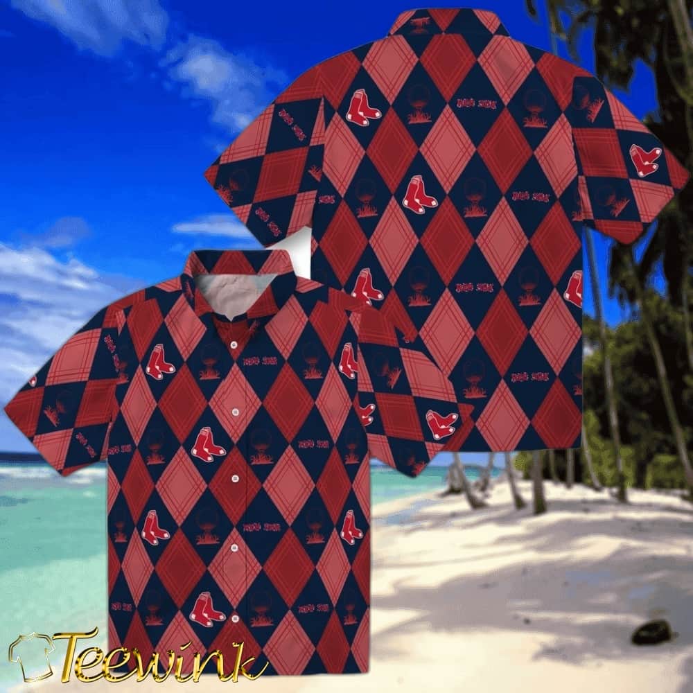 Boston Red Sox Hawaiian Shirt – Golfing Plaid image 3 Boston Red Sox Hawaiian Shirt – Golfing Plaid image 3