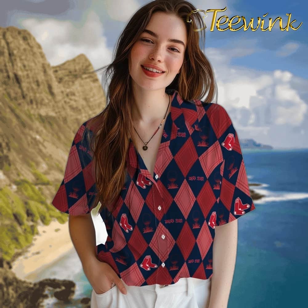 Boston Red Sox Hawaiian Shirt – Golfing Plaid image 4 Boston Red Sox Hawaiian Shirt – Golfing Plaid image 4