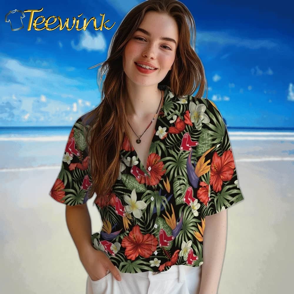 Boston Red Sox Hawaiian Shirt – Hawaii Floral Hibiscus image 4 Boston Red Sox Hawaiian Shirt – Hawaii Floral Hibiscus image 4