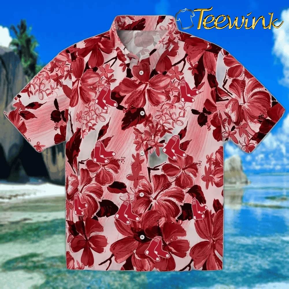 Boston Red Sox Hawaiian Shirt – Hibiscus Arrangement
