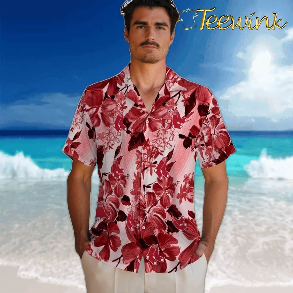 Boston Red Sox Hawaiian Shirt – Hibiscus Arrangement image 2 Boston Red Sox Hawaiian Shirt – Hibiscus Arrangement image 2