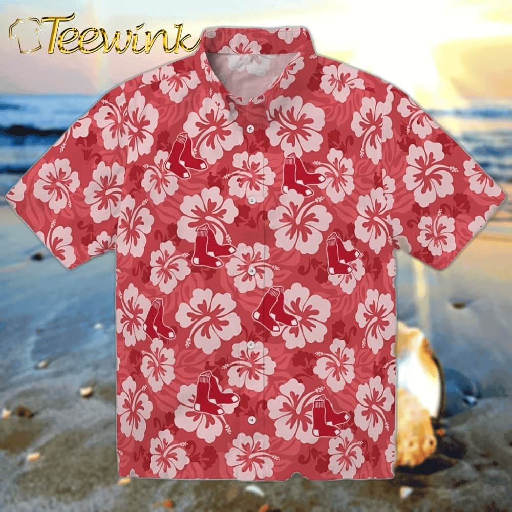 Boston Red Sox Hawaiian Shirt – Hibiscus Cluster