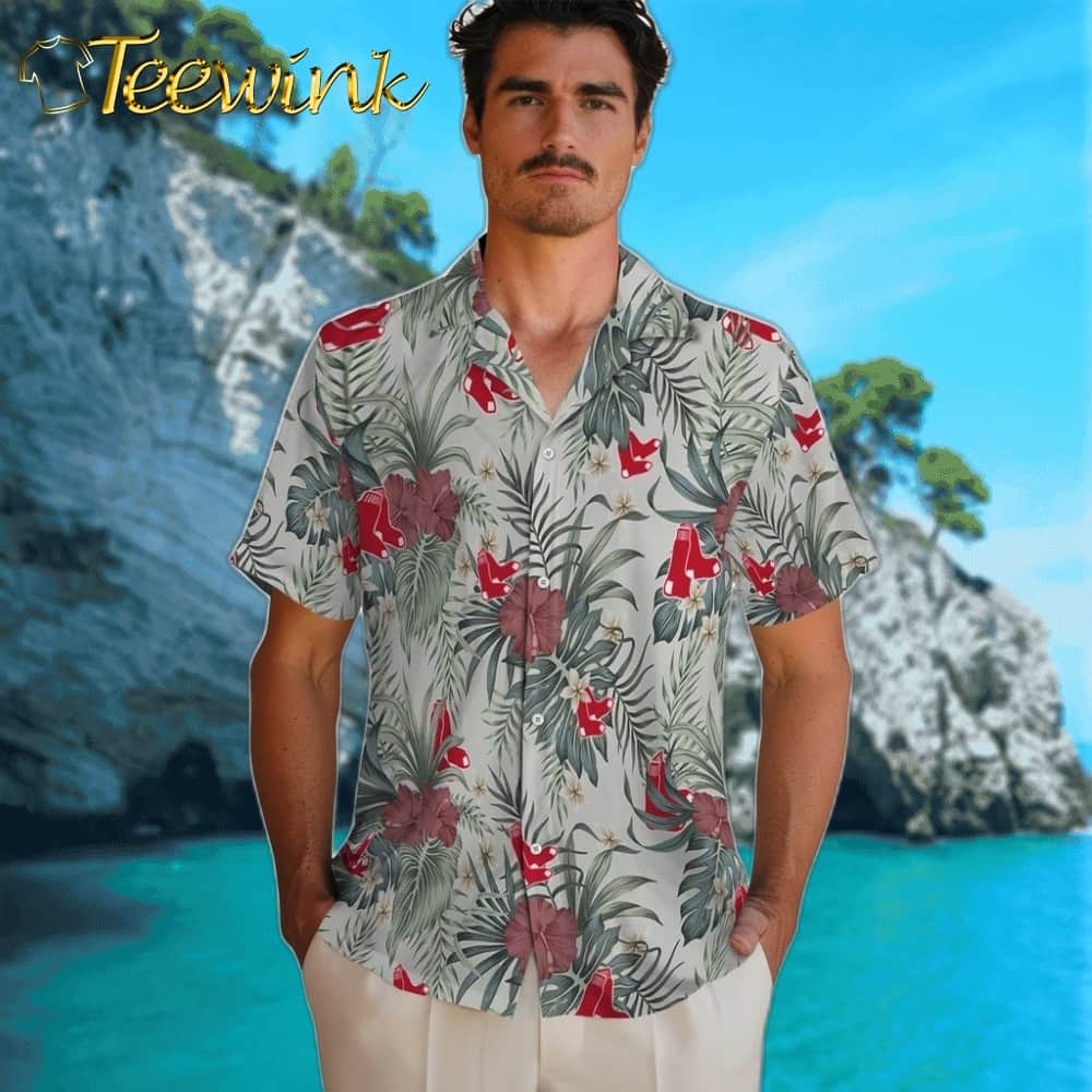 Boston Red Sox Hawaiian Shirt – Hibiscus Designs image 2 Boston Red Sox Hawaiian Shirt – Hibiscus Designs image 2